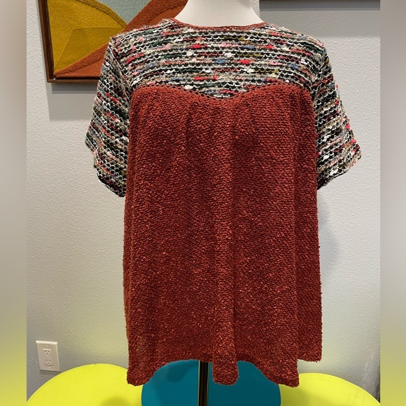 bluehaven | knit trapeze shirt | large | rust and multi-color - Picture 3 of 13